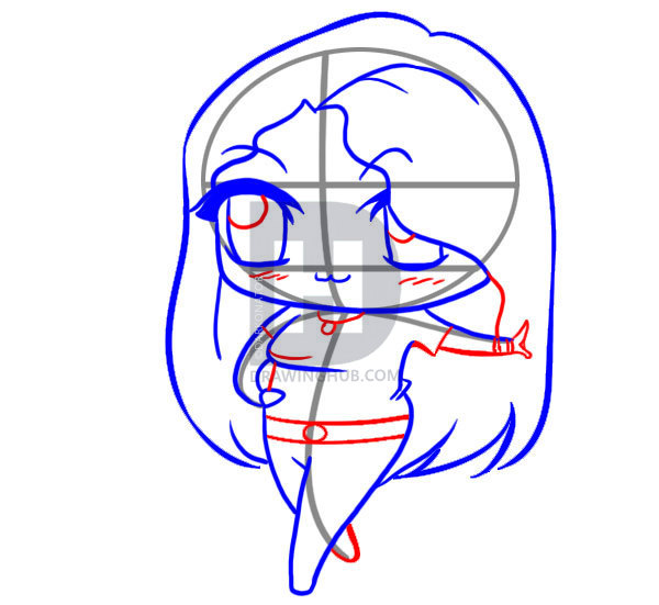 600x551 How To Draw Chibi Selena Gomez, Step