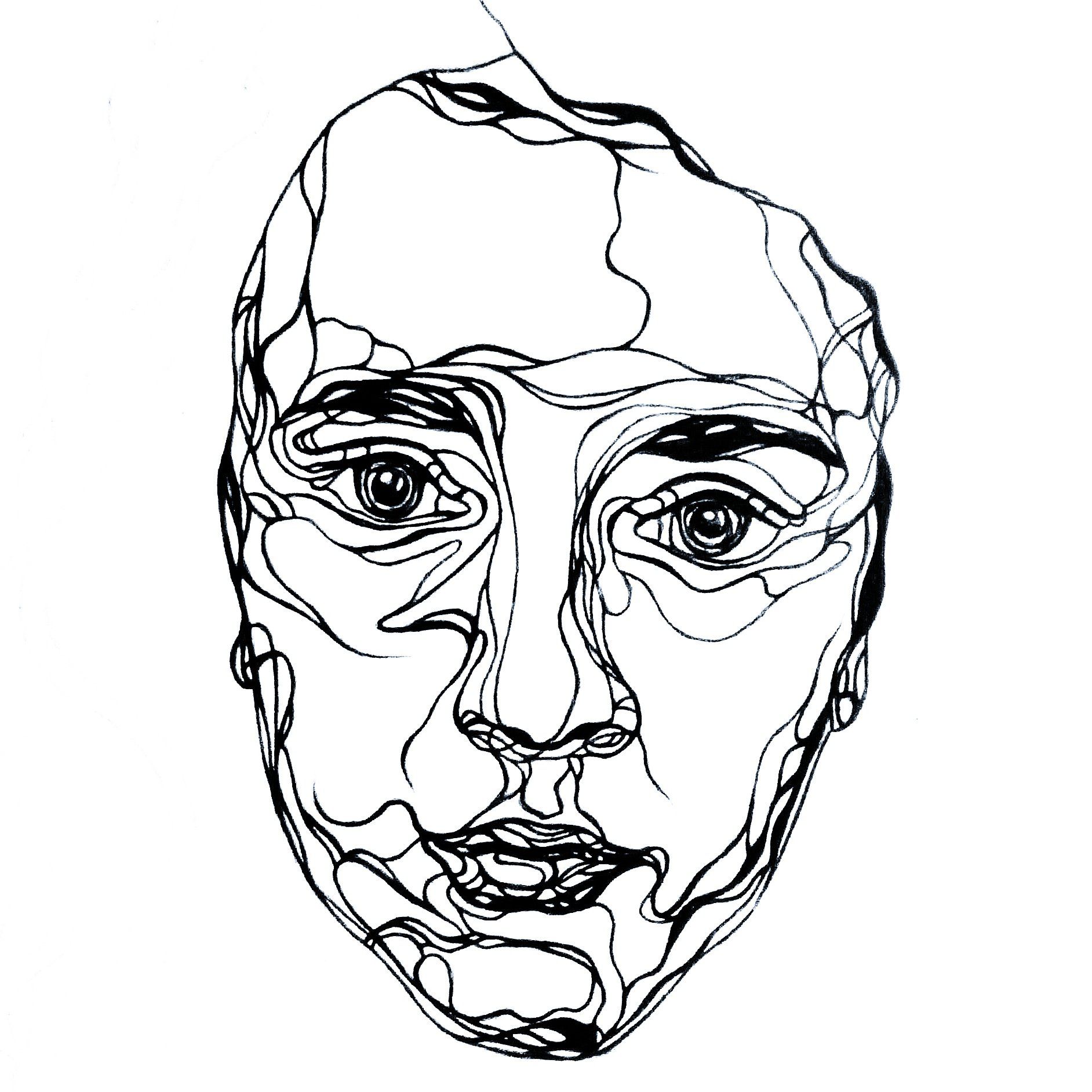 1884x1884 Single Line Self Portrait, Ink, Karis Miller, Art Drawing