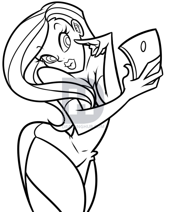 574x720 Cartoon Selfie Drawing Tutorial, Step