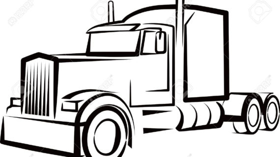 570x320 Semi Truck Outline Drawing Simple Illustration With A Truck