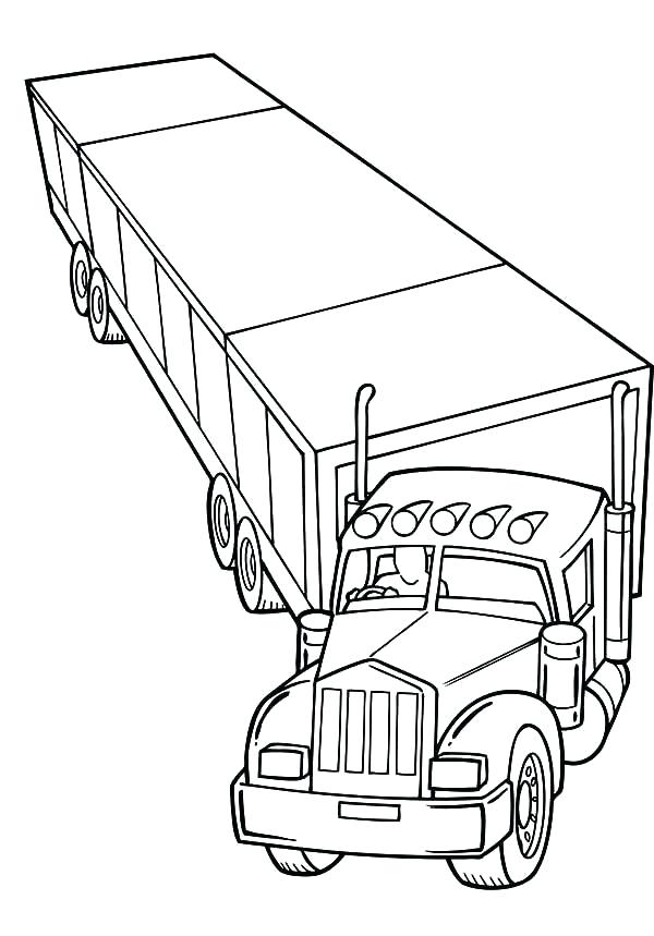 600x859 Semi Truck Coloring Pages