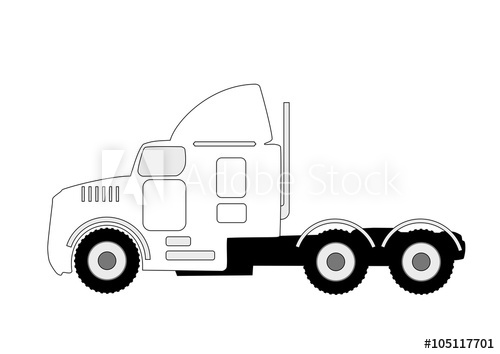 500x354 Large Semi Truck Silhouette Illustration On White