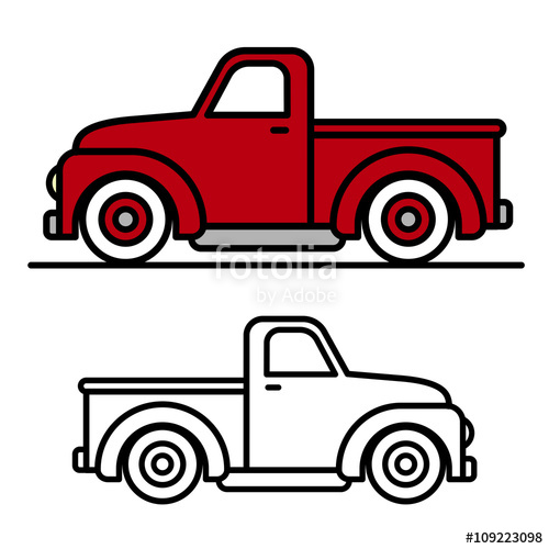 500x500 Two Vintage Pick Up Truck Outline Drawings Stock Image