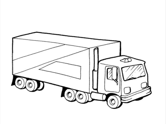 640x480 Semi Truck Drawing Outline