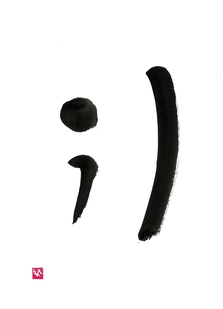 770x1069 Emoticon, Semicolon And Bracket, Wink And Smile Drawing Saatchi Art