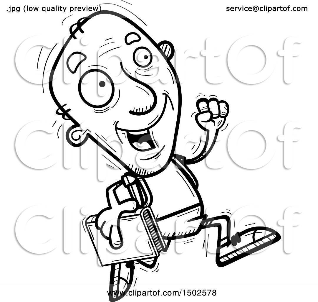 1080x1024 Clipart Of A Running Senior Male Community College Student