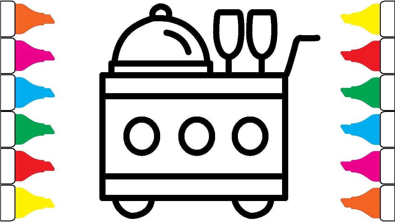 1280x720 Room Service Trolley Coloring And Drawing For Kids, Toddlers