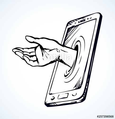 484x500 Smartphone Support Service Vector Drawing Stock Image