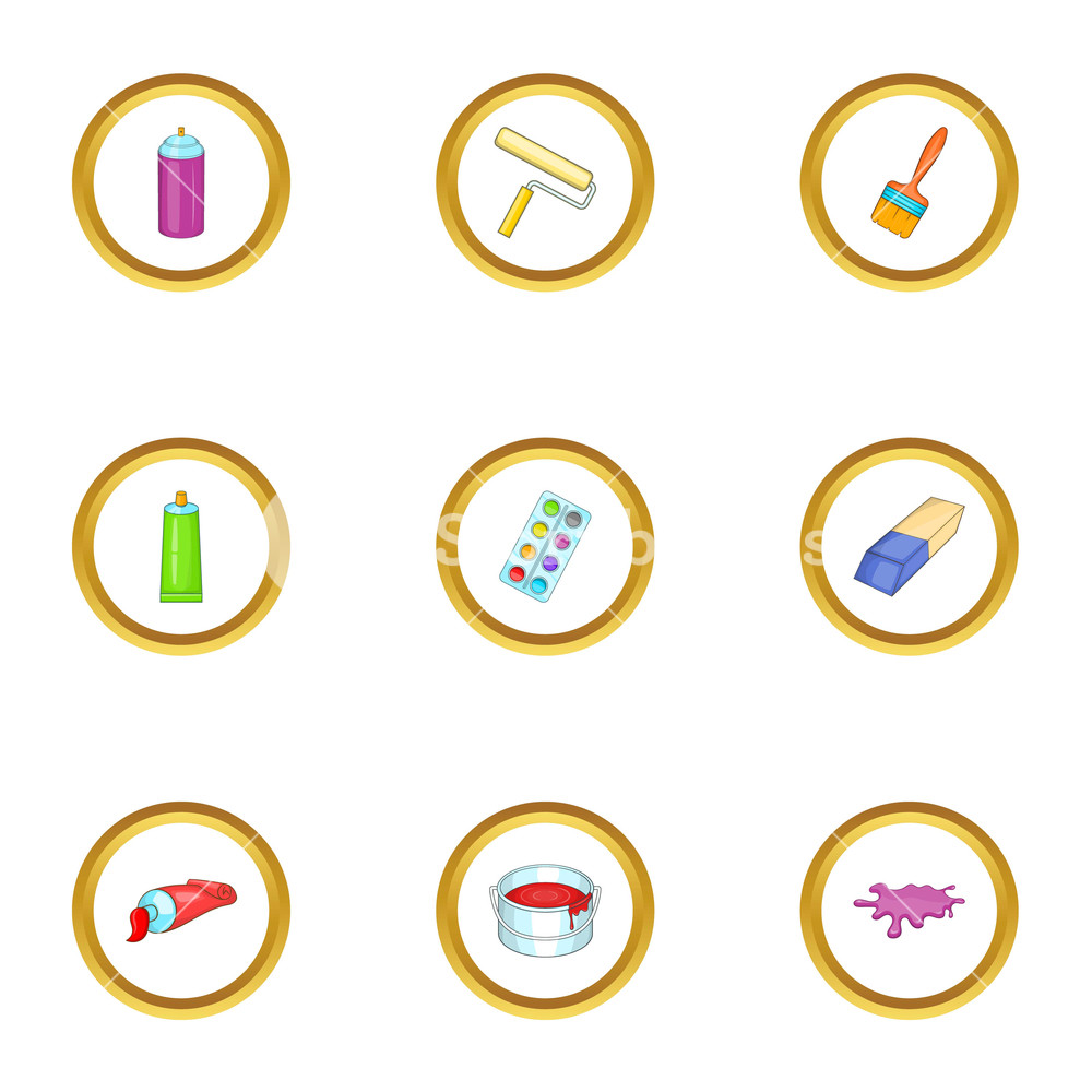 1000x1000 Drawing Tools Icons Set Cartoon Style Set Of Drawing Tools