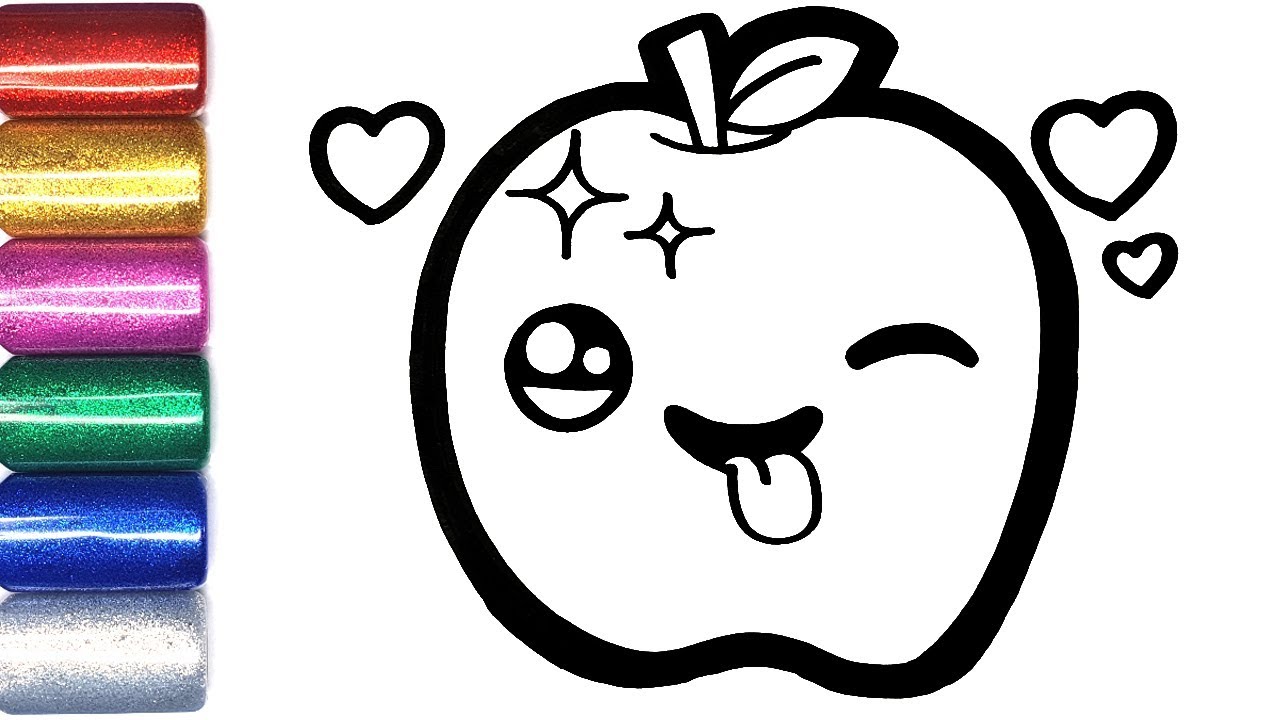1280x720 Glitter Apple Set Coloring And Drawing For Kids, Toddlers Happy