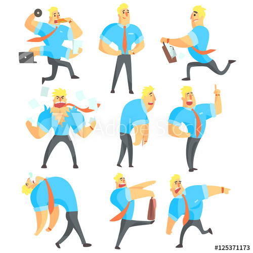 500x500 Office Worker Different Work Activities Set Of Drawings