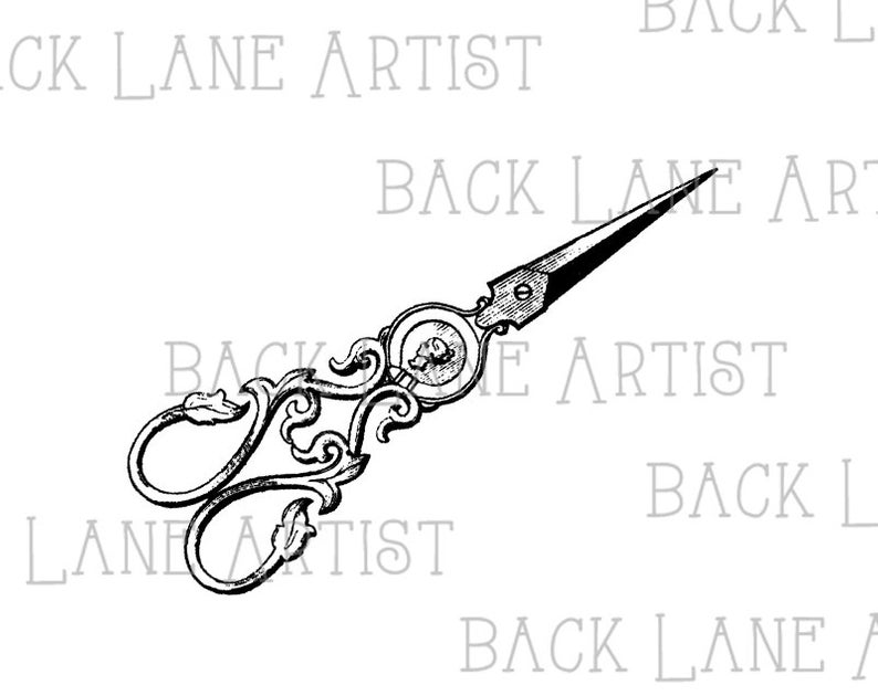 794x630 Vintage Sewing Scissors Clipart Lineart Illustration Instant Etsy