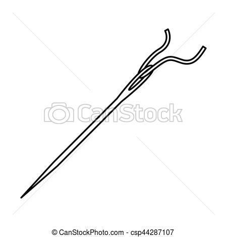 450x470 Monochrome Contour With Sewing Needle Vector Illustration Vector