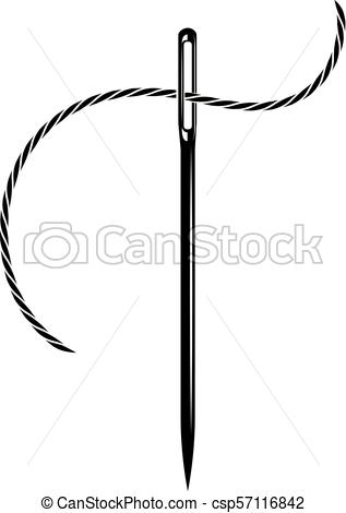 317x470 vector needle and thread needle for sewing illustration