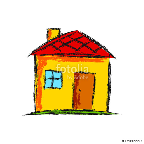 500x500 House Drawing On White Background Stock Image And Royalty Free
