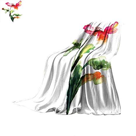 466x466 Watercolor Flower Faux Fur Blanket Shaded Single Poppy