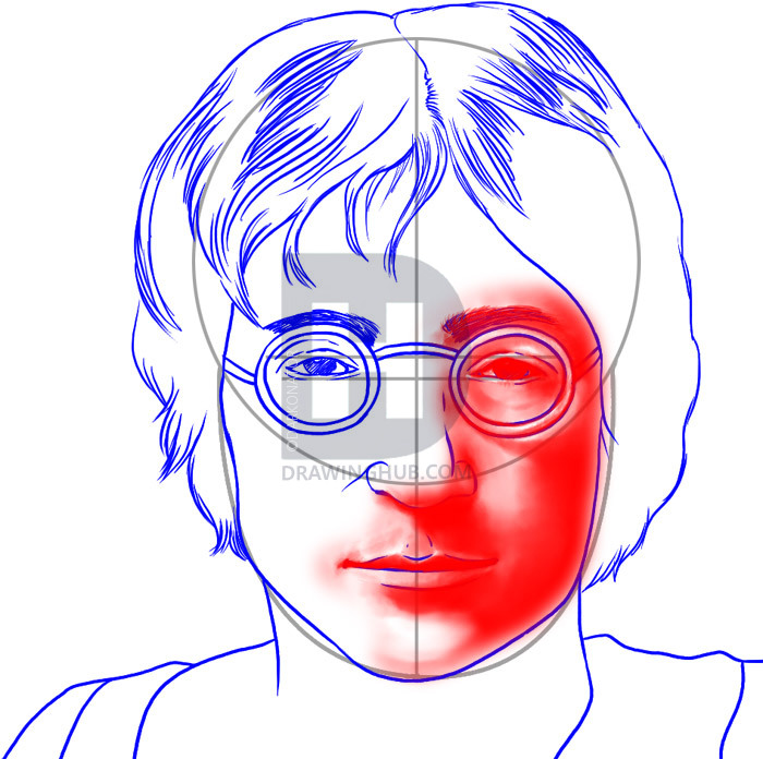 700x696 How To Draw John Lennon, Step