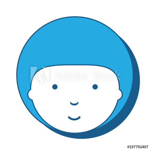 500x500 Cartoon Boy Face Icon Over White Background, Blue Shading Design