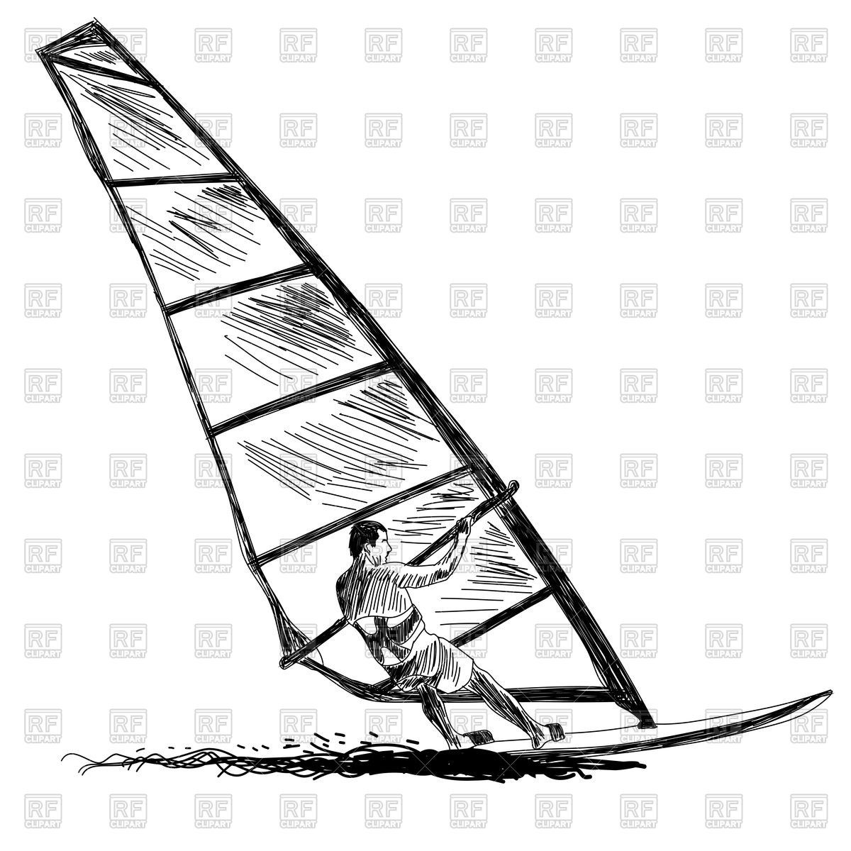 1200x1200 Windsurfing Sketch Vector Image Vector Artwork Of Sport In Pencil