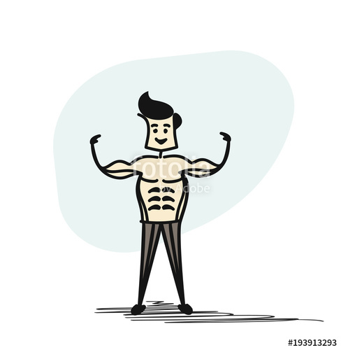 488x500 Man Standing With Shadow Of Strong Muscular Men Physics Posing