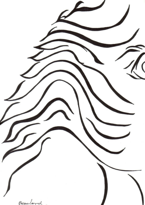 566x800 Original Art Signed Ink Drawing B W Abstract Minimalism Shadow