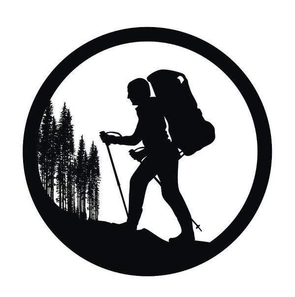 600x604 Hiking Circular Logo Art Print