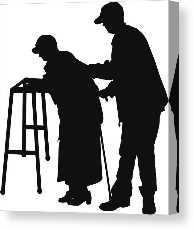 630x750 Vector Silhouette Of Old People Canvas Print Canvas Art