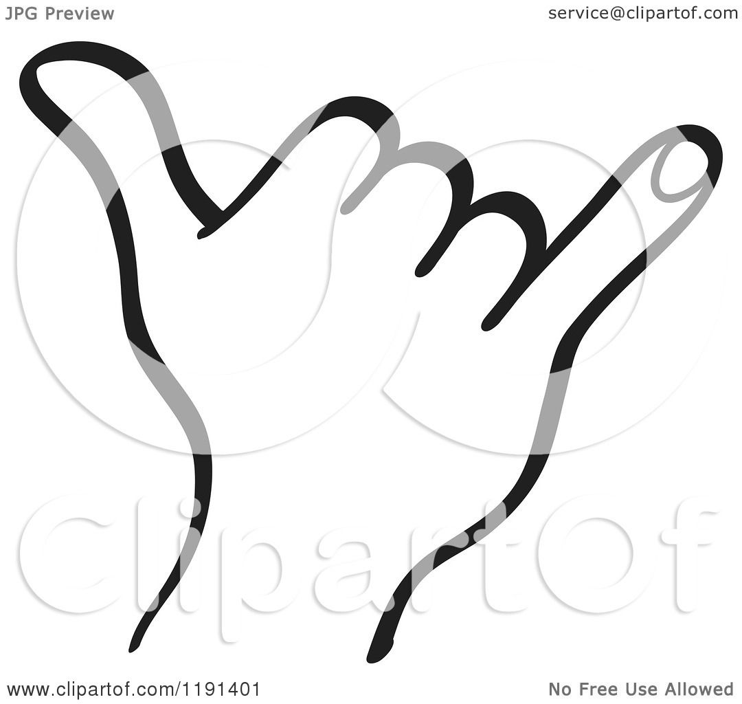 1080x1024 clipart of a black and white hand gesturing shaka
