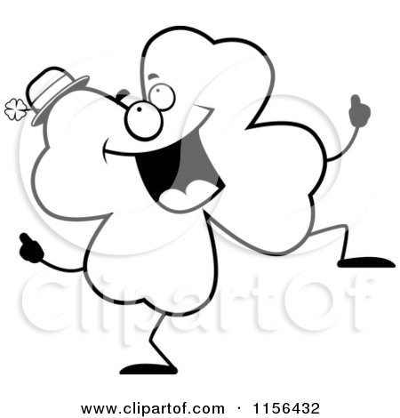 450x470 Cartoon Clipart Of A Black And White Shamrock Clover Character
