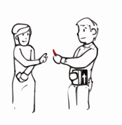 490x500 Boy Shares His Pen Vector Drawing