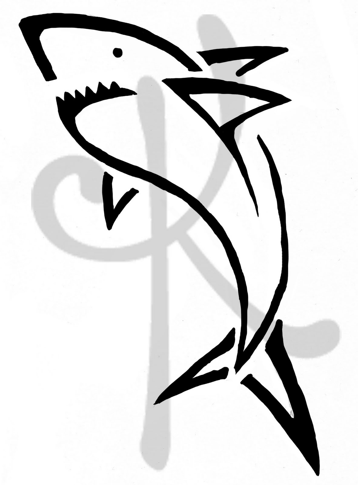 1182x1600 Easy Shark Outline