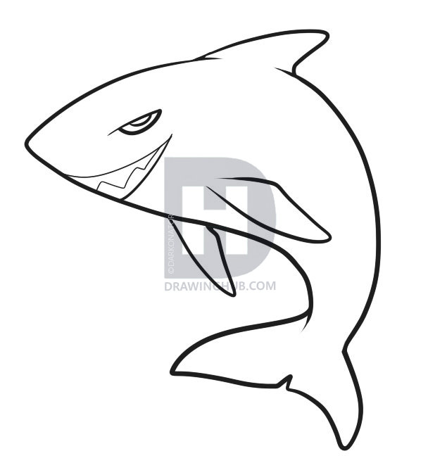635x658 How To Draw A Shark For Kids, Step