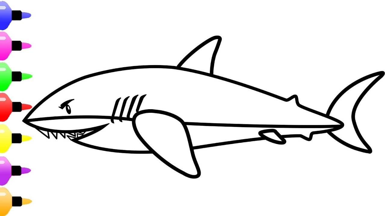 1280x720 New How To Draw White Shark For Kids White Shark Coloring Pages