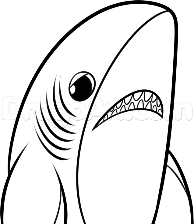 637x734 How To Draw Sad Shark, Step