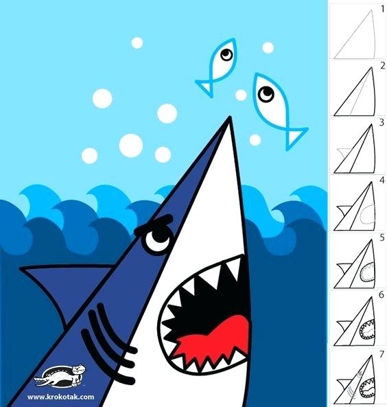564x593 Easy Shark Drawing Kawmot Club