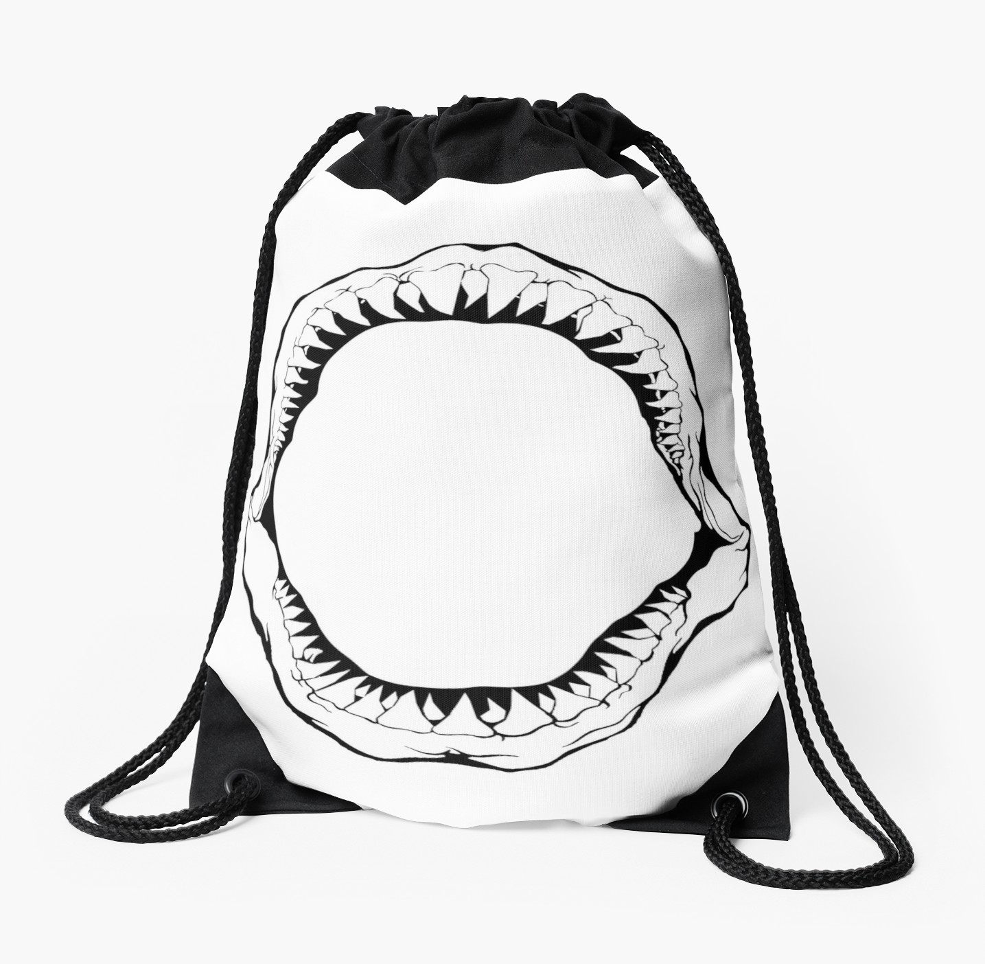 1435x1404 Shark Jaws Fishing Drawstring Bag