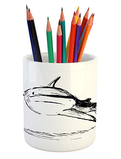 421x550 Lunarable Shark Pencil Pen Holder, Doodle Image Of Cat