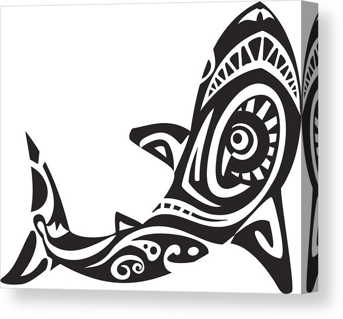 678x632 Shark Tattoo In Maori Style Vector Illustration Canvas Print