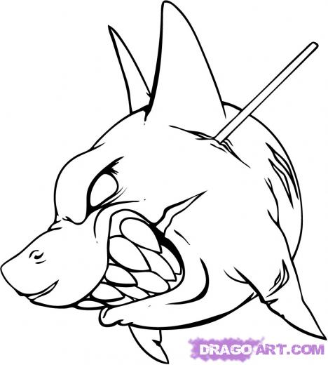 468x520 Step How To Draw A Shark Tattoo