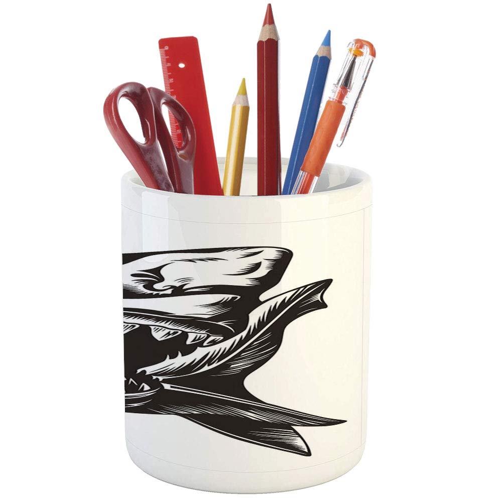 1000x1000 Pencil Pen Holder, Shark, Printed Ceramic Pencil Pen