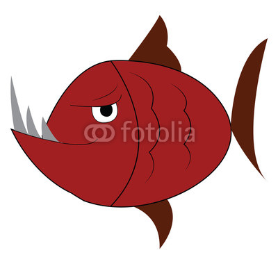 400x380 An Angry Red Fish With Sharp Long Teeth Vector Color Drawing