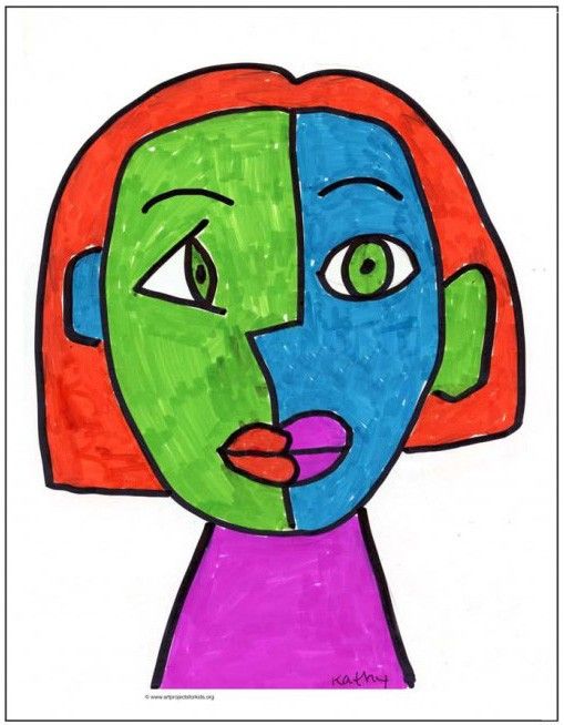 509x654 Marker Cubism Face In Ideas For School Art, Art Projects