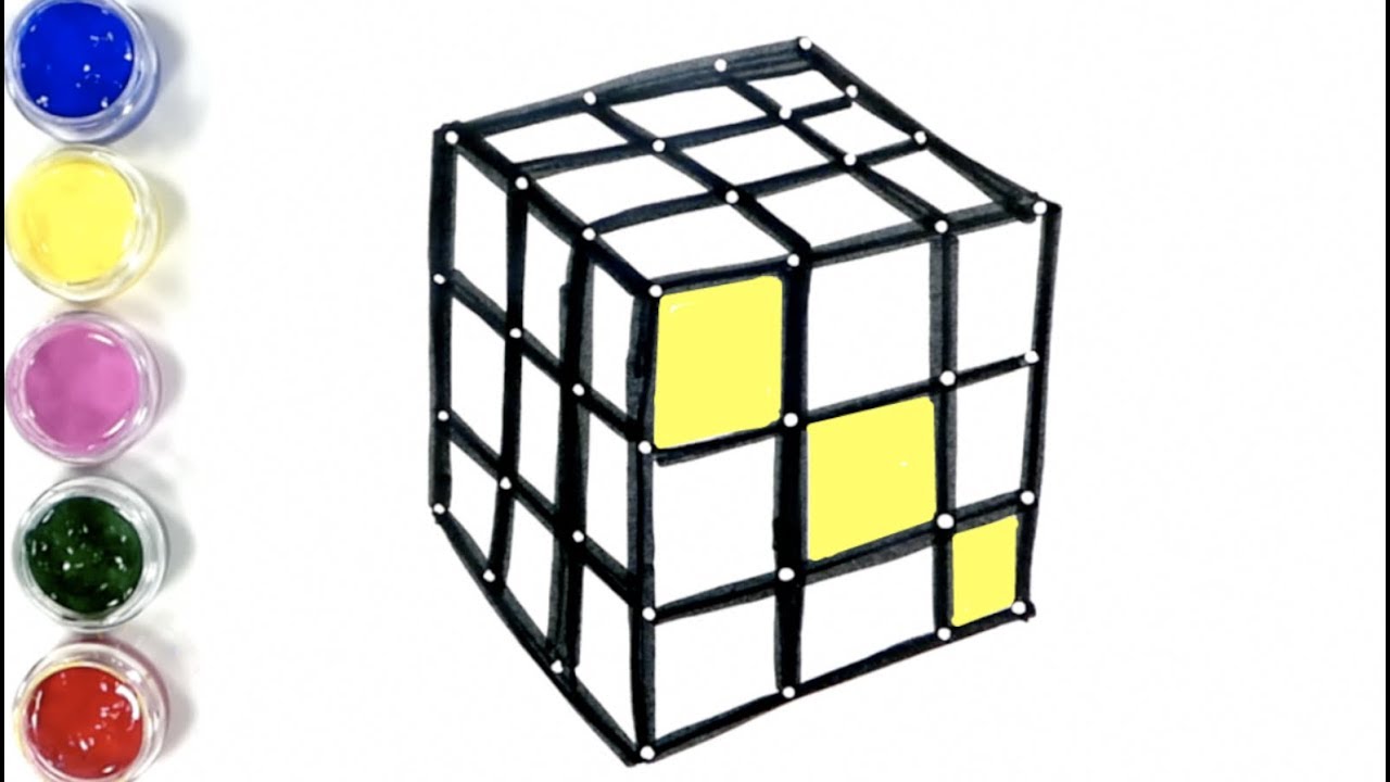 1280x720 glitter rubik's cube coloring and drawing learn colors for kids