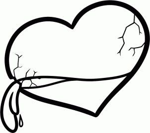 302x268 Drawing Printout How To Draw A Shattered Heart, Glass Heart