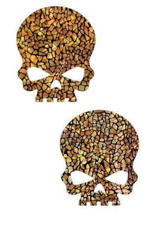 320x480 Gold Shattered Glass Skulls Pasties Coquetry Clothing