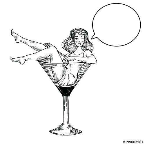 500x500 Martini Glass Drawing Watercolor Drawing Cocktail With A Cherry