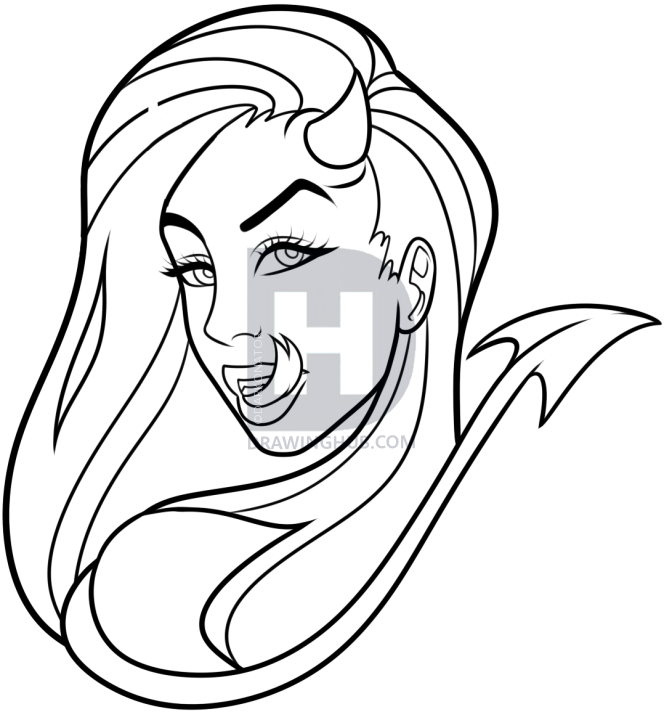 672x720 How To Draw A Devil Tattoo, Step