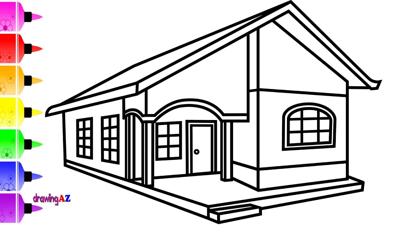 1280x720 How To Draw A House For Kids House Coloring Book For Children