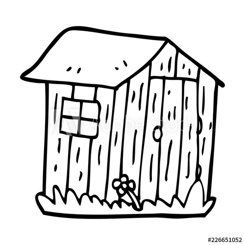 500x500 Line Drawing Cartoon Wood Shed