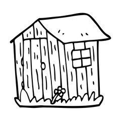 240x240 Line Drawing Cartoon Wooden Shed